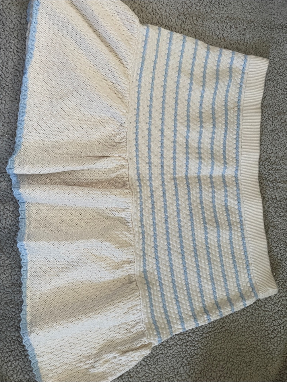 Freshman Cream and Light Blue Striped Knit Skater Skirt